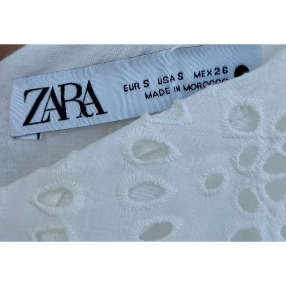 Zara Womens Bloggers Favorite Embroidered Asymmetrical Dress White Size Small - Picture 6 of 10